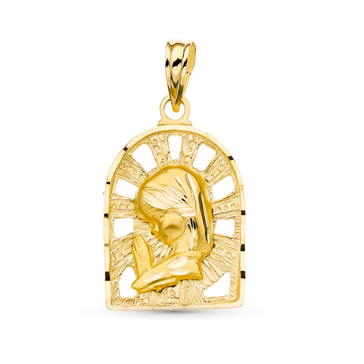 18k medalla oro amarillo virgen niña 22 × 14 mm