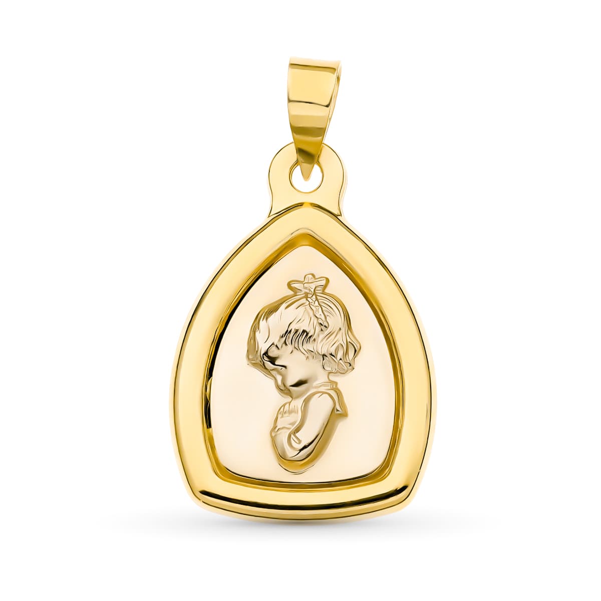 8k medalla oro amarillo oro bicolor virgen niña 24 × 16 mm