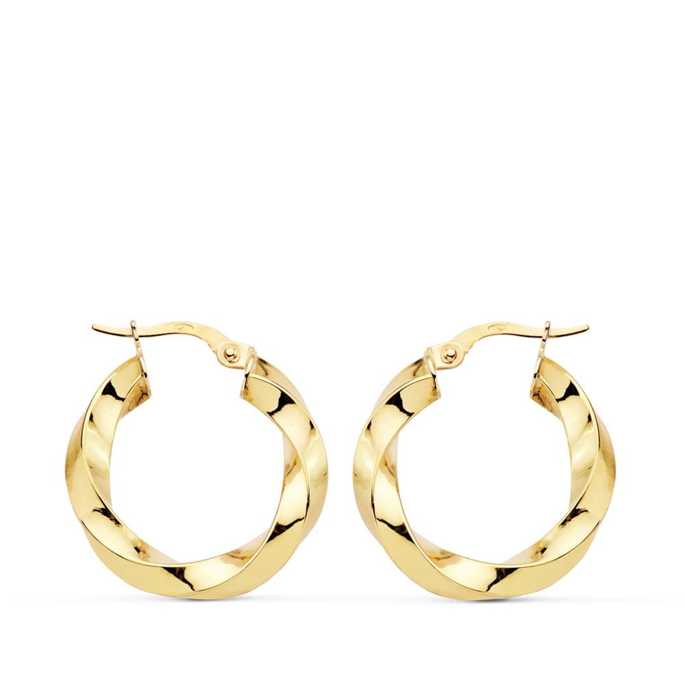 18k aros oro amarillo brillo retorcidos 22×3 mm