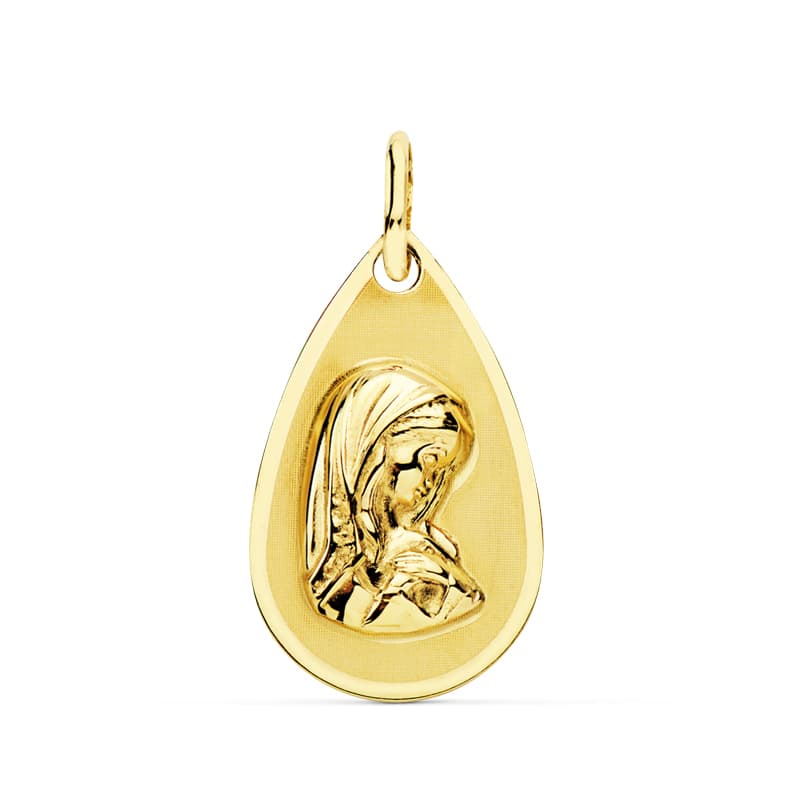 18k medalla oro amarillo virgen niña 19 × 11 mm
