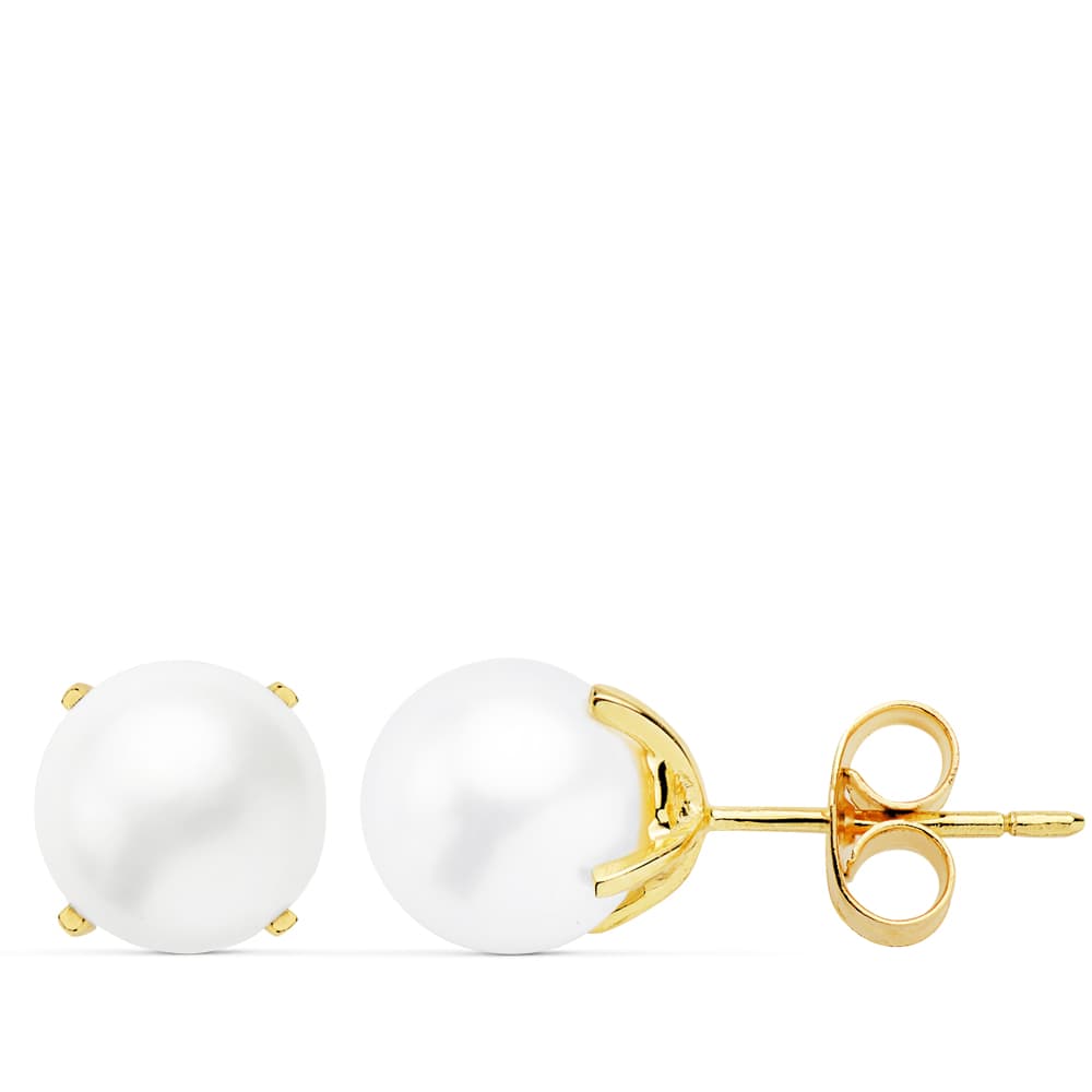 Pendientes de oro amarillo con perlas cultivadas clásicas de 7-7.5 mm.
