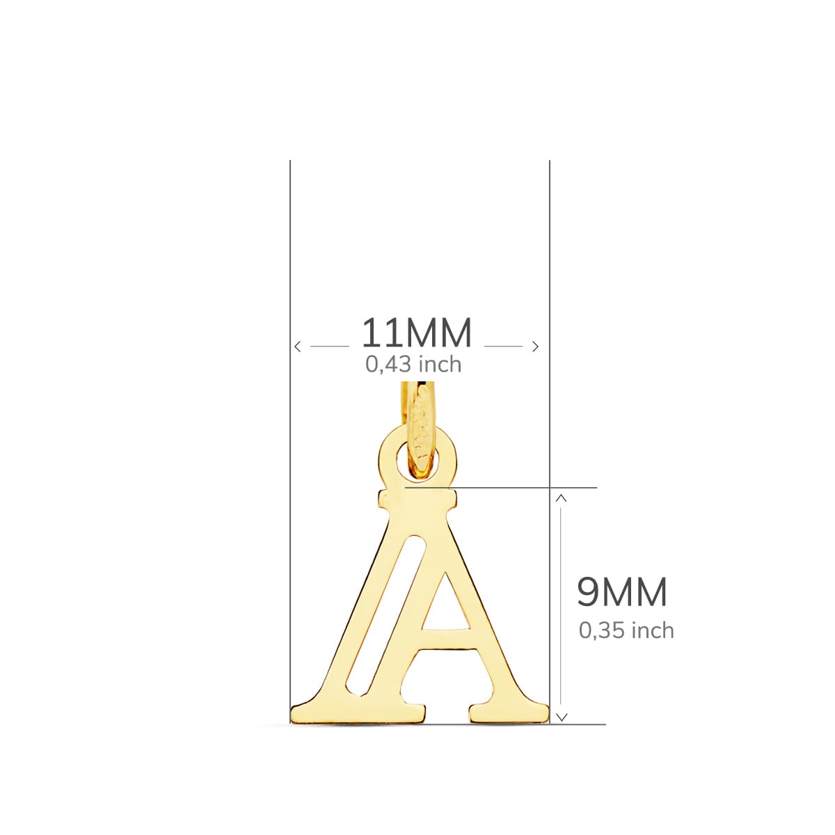 18k colgante oro amarillo letra "a" 11×9 mm