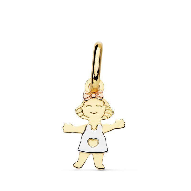 18k colgante oro tricolor niña 17×12 mm