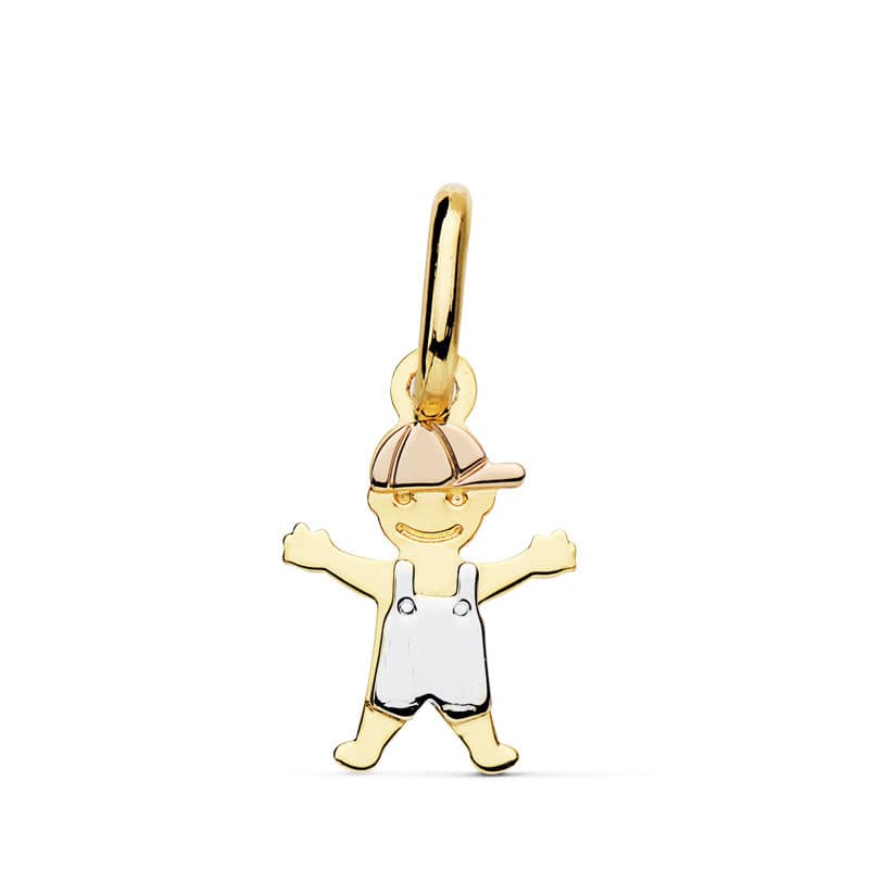 18k colgante oro tricolor niño muñeco 17×12 mm