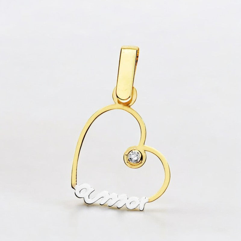 18k colgante oro amarillo corazón amor 14×14 mm
