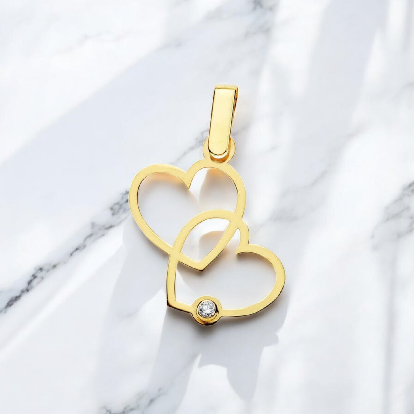 18k colgante oro amarillo 2 corazones 17×15 mm