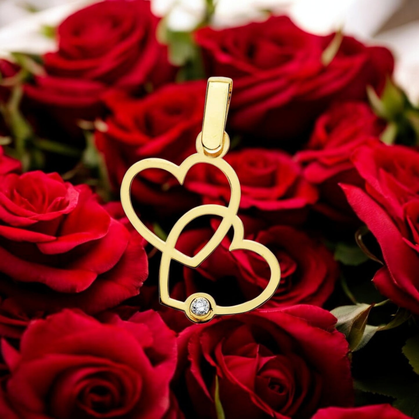 18k colgante oro amarillo 2 corazones 17×15 mm