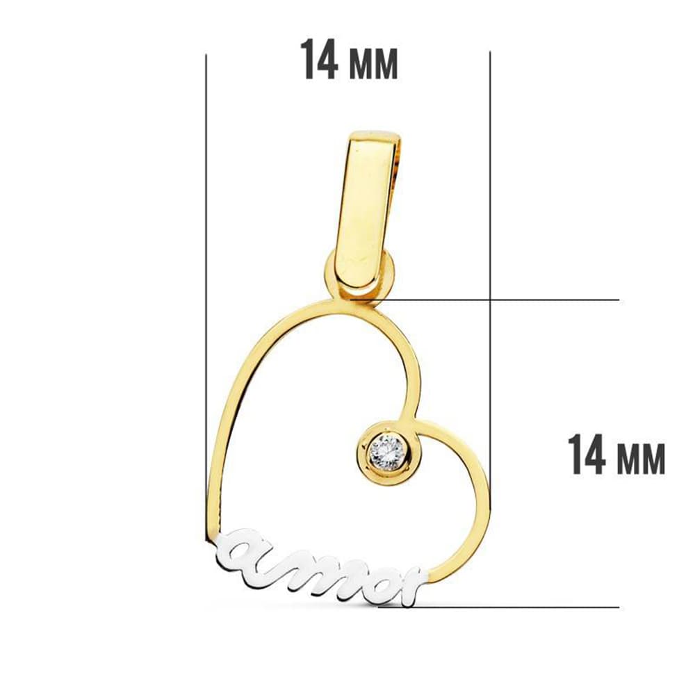 18k colgante oro amarillo corazón amor 14×14 mm