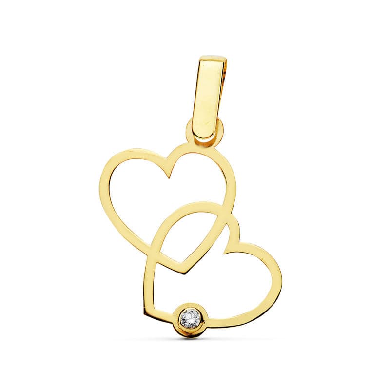 18k colgante oro amarillo 2 corazones 17×15 mm
