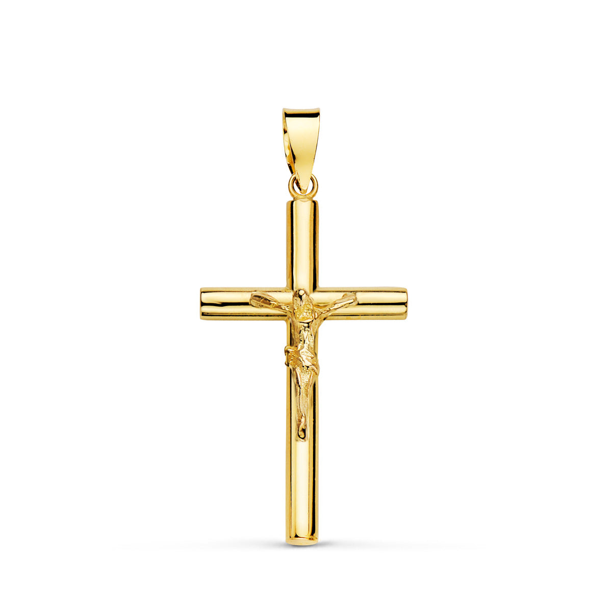 18k cruz oro amarillo con Cristo tallada 26 × 15 × 2,5 mm
