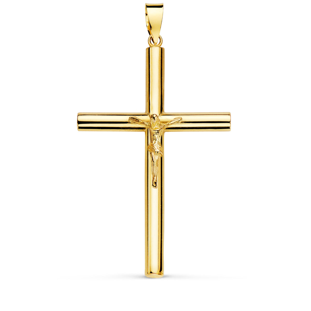 18k cruz oro amarillo con Cristo tubo hueco 35 × 23 × 3 mm