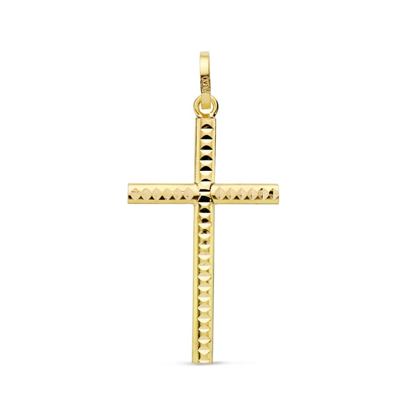18k cruz oro amarillo tallada 25 × 14 mm