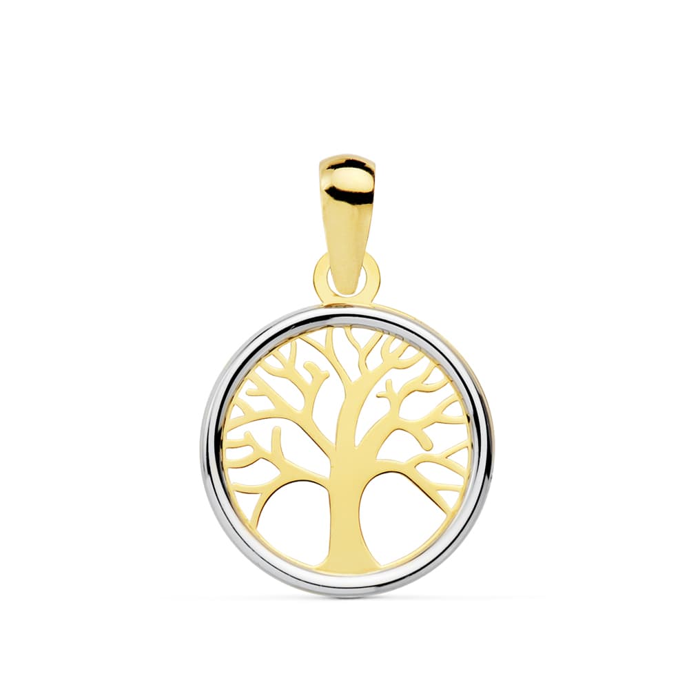 Colgante árbol de la vida bicolor. 18k 12 mm