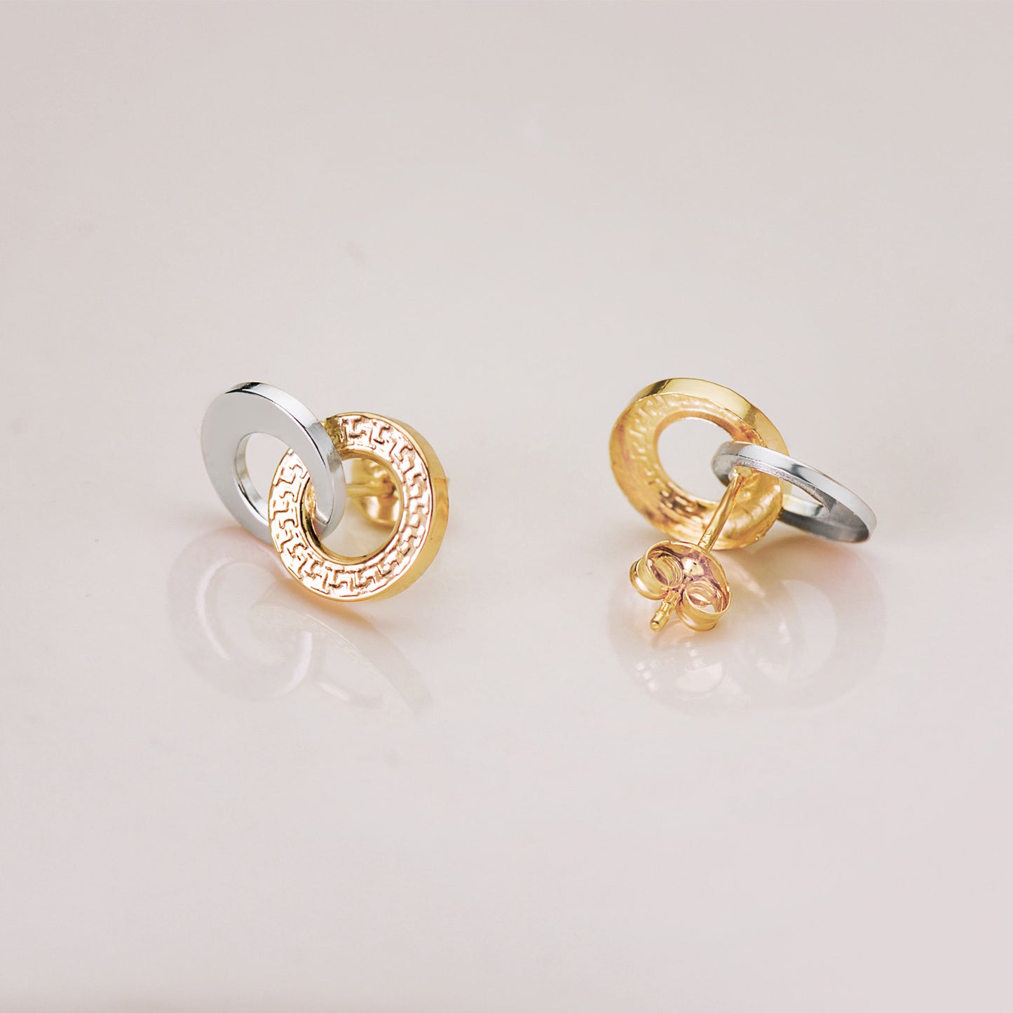 Pendientes doble aro liso y greca bicolor - Joyería Ferraz, Calle Ferraz 27, Moncloa-Aravaca Argüelles Madrid