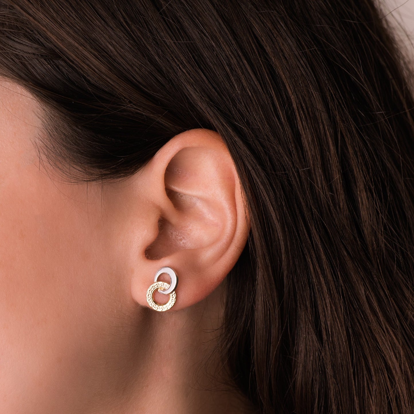 Pendientes doble aro liso y greca bicolor - Joyería Ferraz, Calle Ferraz 27, Moncloa-Aravaca Argüelles Madrid
