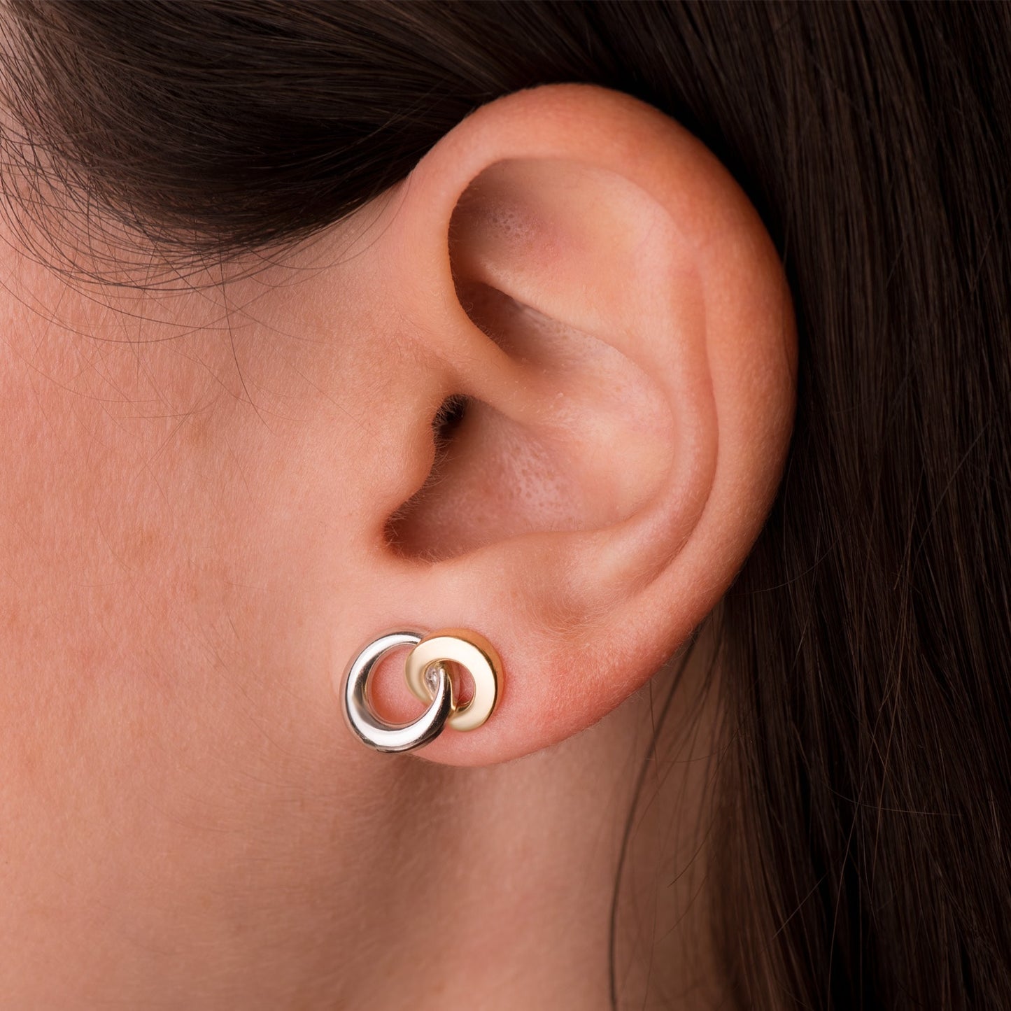 Pendientes doble aro brillo bicolor - Joyería Ferraz, Calle Ferraz 27, Moncloa-Aravaca Argüelles Madrid