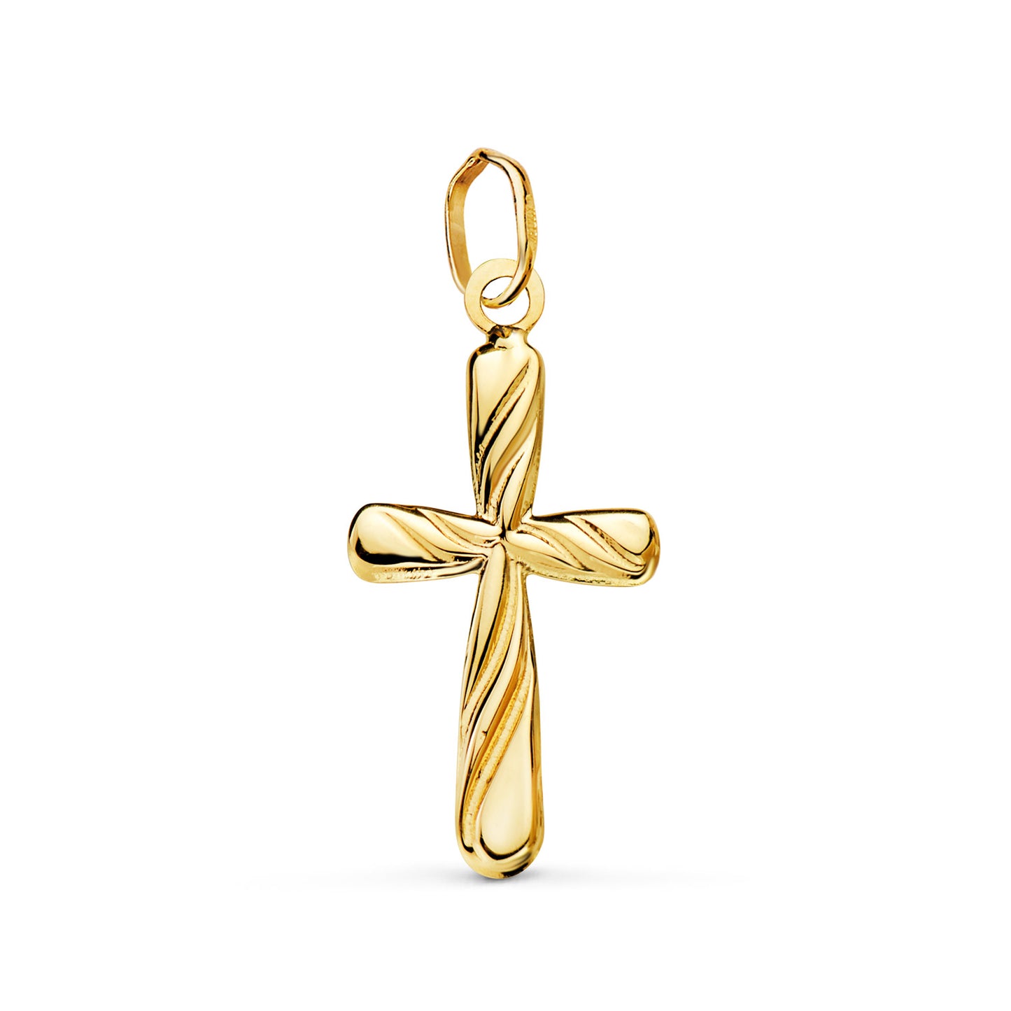 18k cruz oro amarillo lisa en brillo hueca 20 × 12 mm