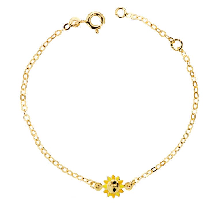 18k pulsera oro amarillo niña sol esmalte 14.5 cm