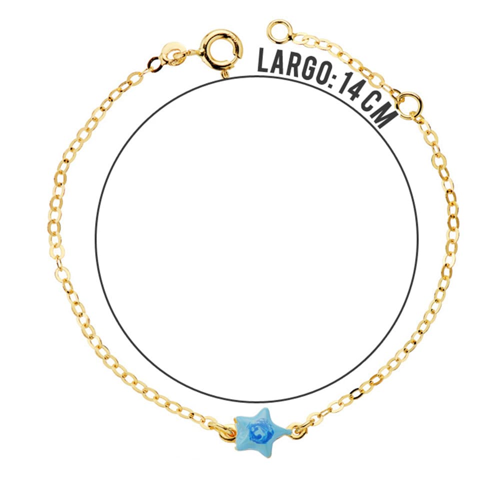 18k pulsera oro amarillo bebé estrella esmalte 14 cm