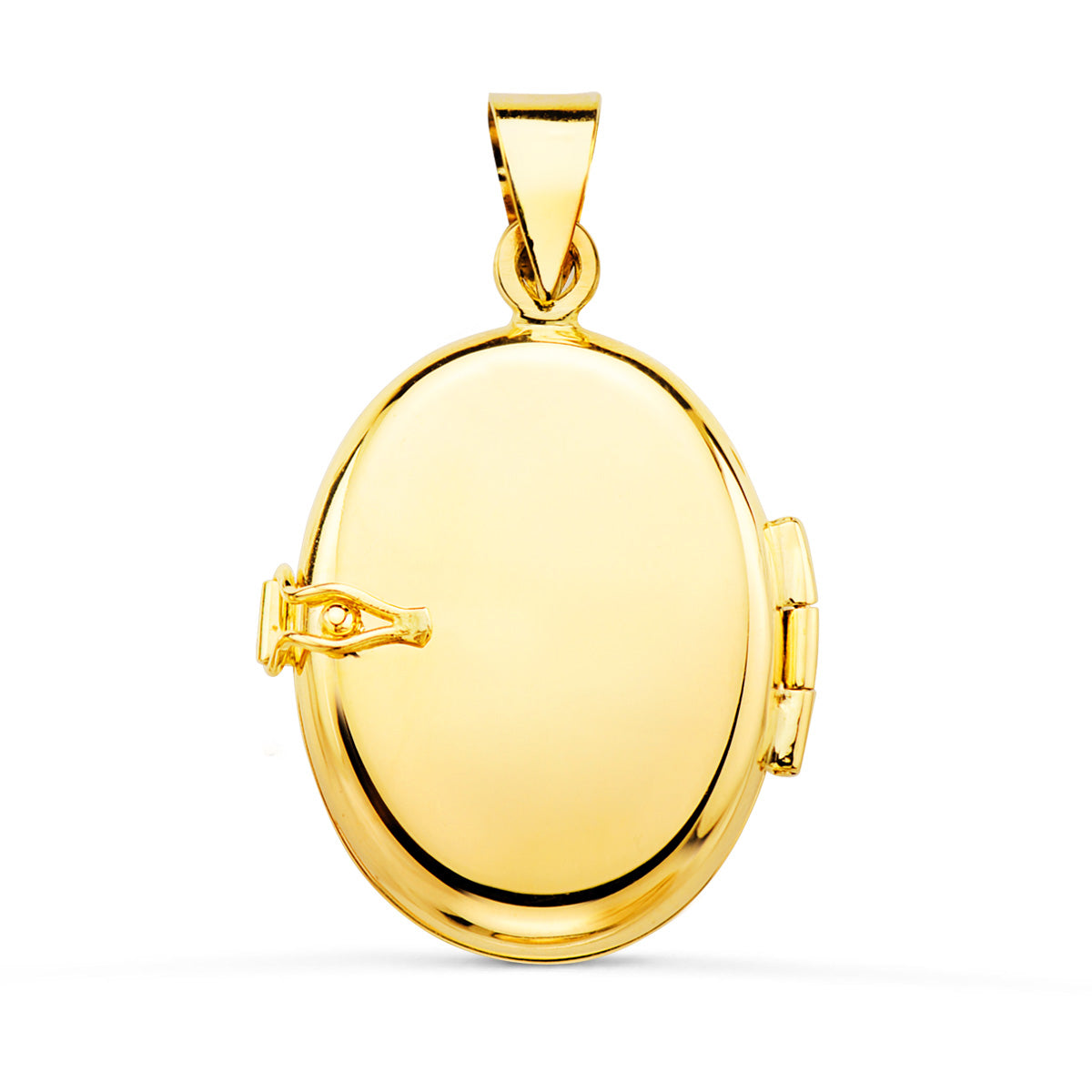 Guardapelo Dije Portafotos Oval Oro Amarillo Labrado 18k - 24x17 mm