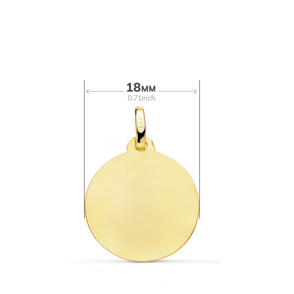 18k medalla oro amarillo virgen María rezando matizada 18 mm