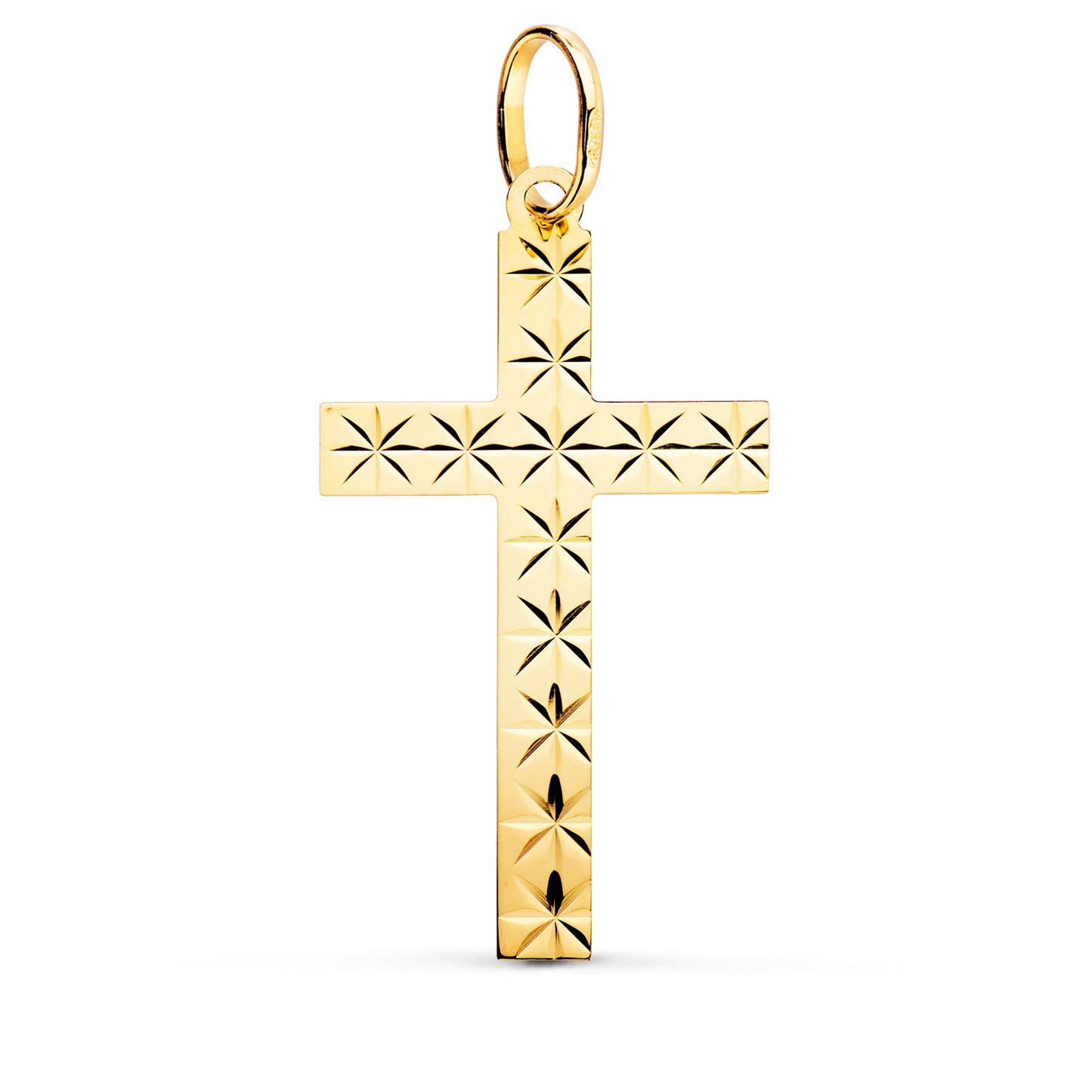 18k cruz oro amarillo sin Cristo tallada 35 × 19 mm