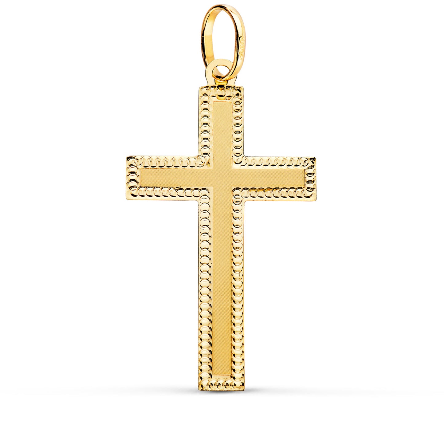 18k cruz oro amarillo sin Cristo bordes tallados 35 × 20 mm