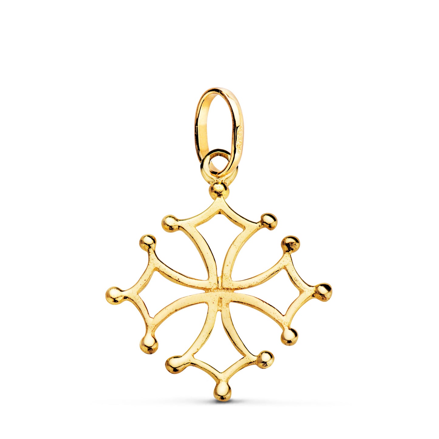 18k colgante cruz de Occitania oro amarillo 23 × 21 mm