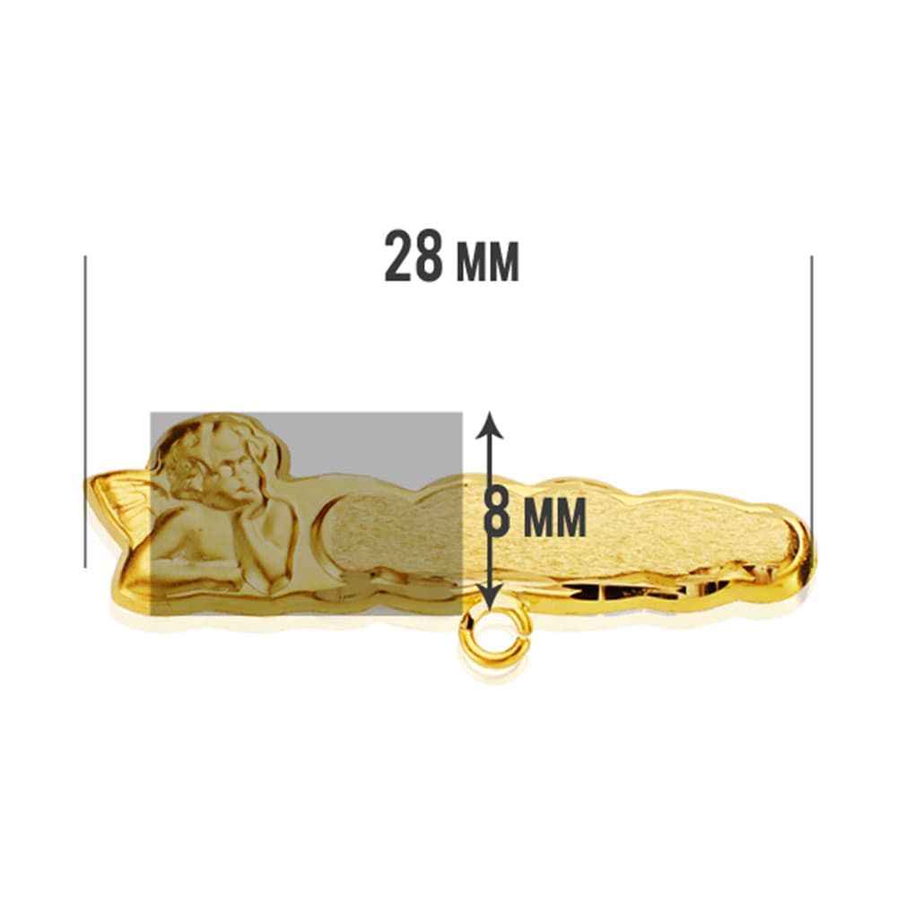 18k alfiler oro amarillo angelito tallado 28×8 mm