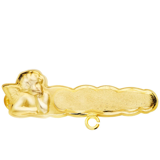 18k alfiler oro amarillo angelito tallado 28×8 mm