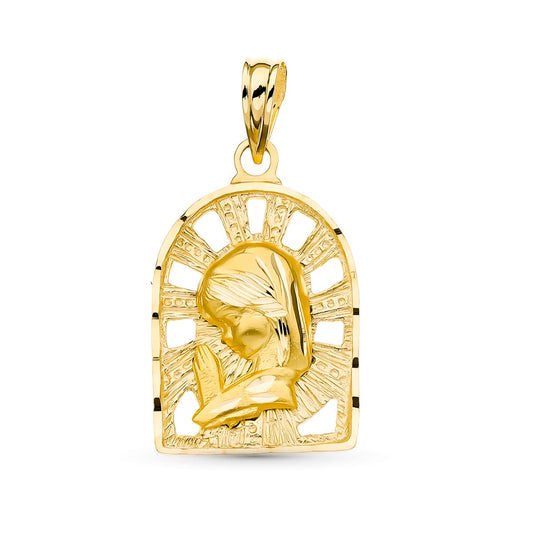 18k medalla oro amarillo virgen niña 22 × 14 mm