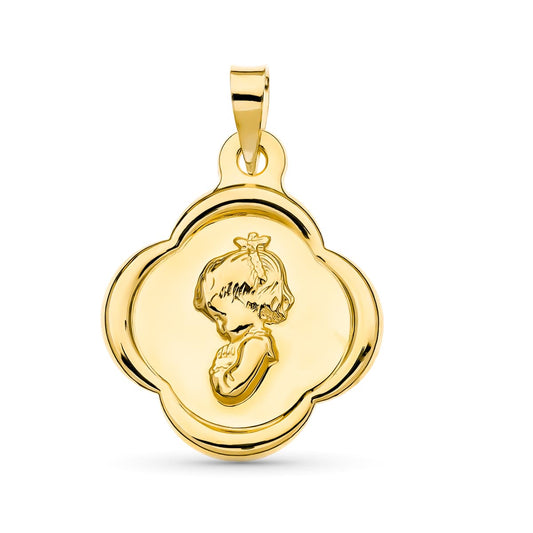 18k medalla oro amarillo virgen niña 23 × 19 mm