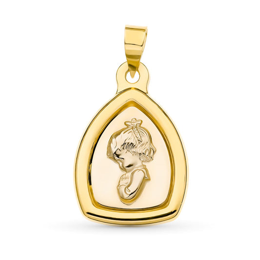 8k medalla oro amarillo oro bicolor virgen niña 24 × 16 mm