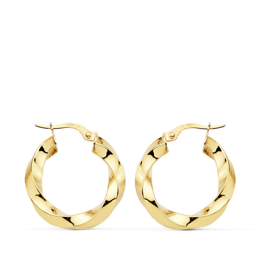 18k aros oro amarillo brillo retorcidos 22×3 mm
