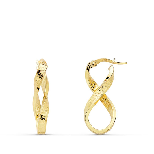 18k aros oro amarillo ochos greca 25×12 mm