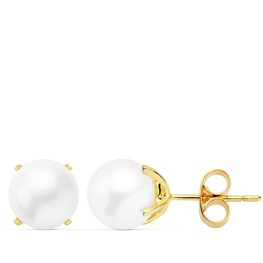Pendientes de oro amarillo con perlas cultivadas clásicas de 7-7.5 mm.
