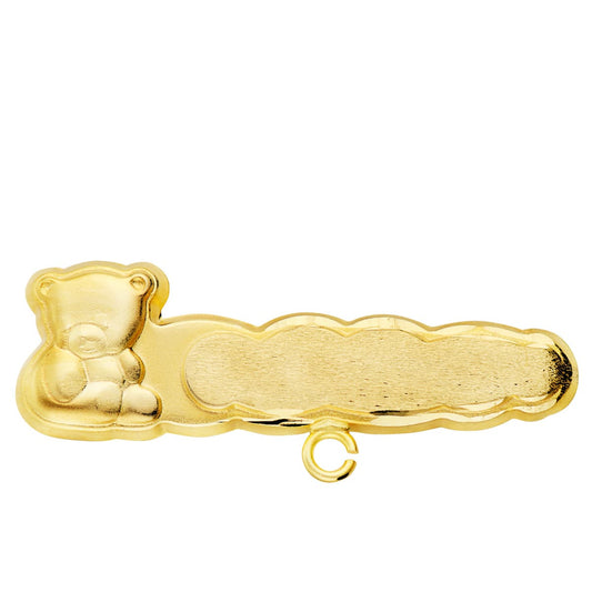 18k alfiler oro amarillo oso tallado 27×9 mm