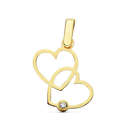18k colgante oro amarillo 2 corazones 17×15 mm
