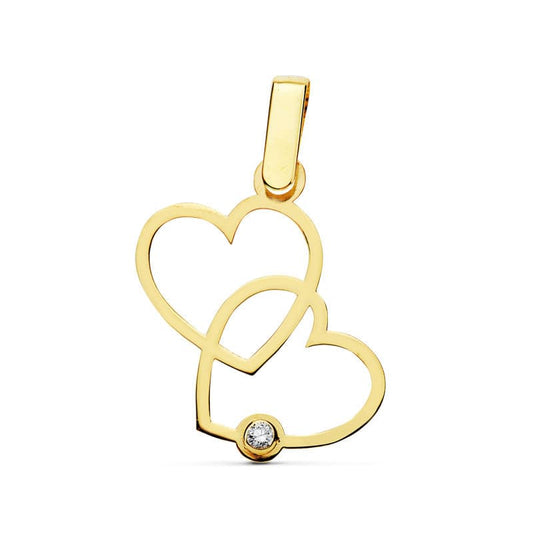 18k colgante oro amarillo 2 corazones 17×15 mm