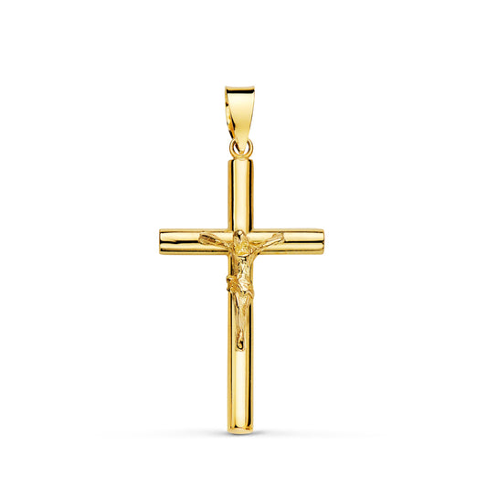 18k cruz oro amarillo con Cristo tallada 26 × 15 × 2,5 mm