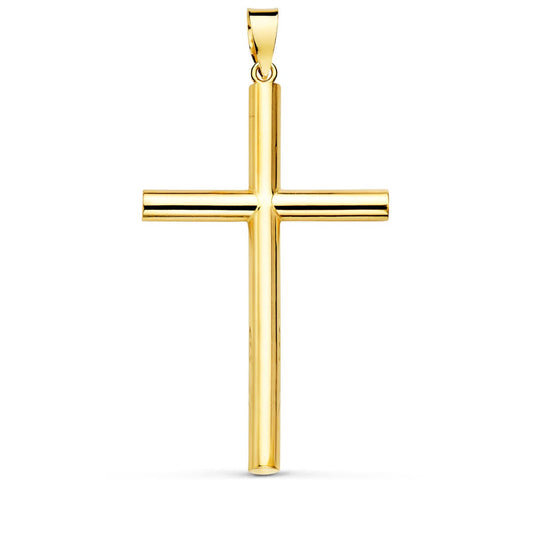 18k cruz oro amarillo lisa tubo hueco 3 mm 35 × 22 mm