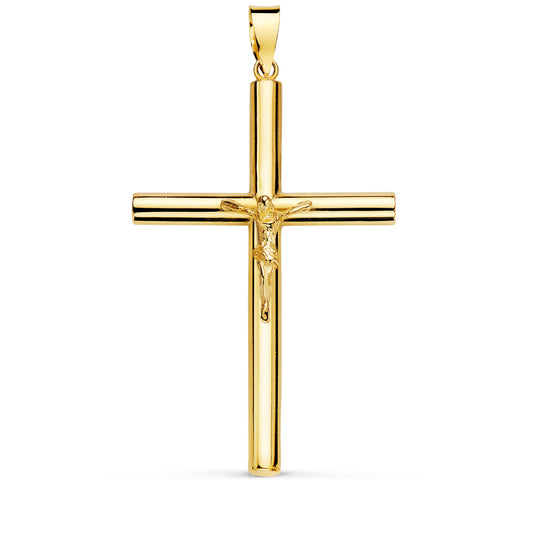 18k cruz oro amarillo con Cristo tubo hueco 35 × 23 × 3 mm
