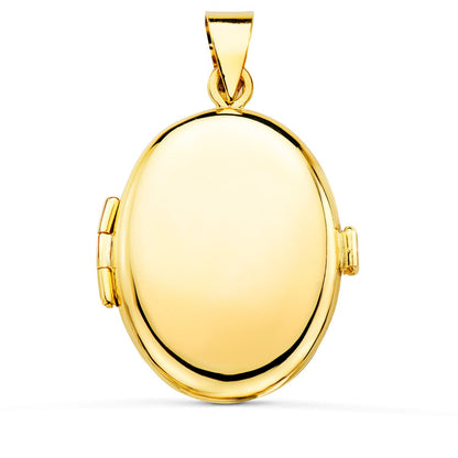 Guardapelo Dije Portafotos Oro Amarillo Oval Liso 18k - 25x20 mm
