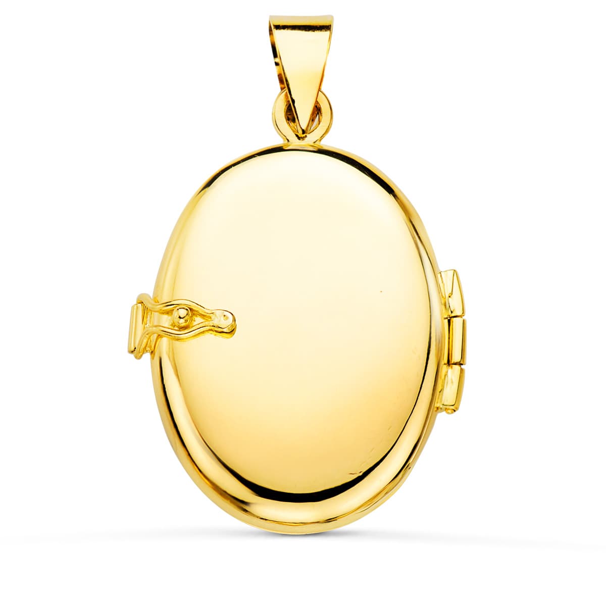 Guardapelo Dije Portafotos Oro Amarillo Oval Liso 18k - 25x20 mm