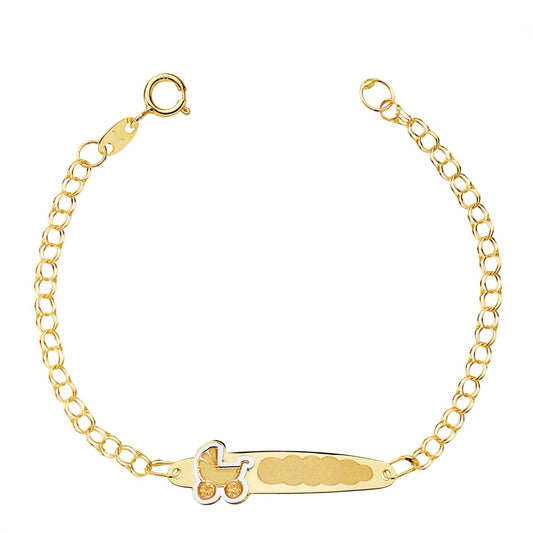 Pulsera Esclava Húngara Carrito Oro Amarillo 13.5cm