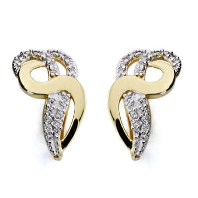 Pendientes oro bicolor circonita 19×12 mm cierre catalán - Joyería Ferraz, Calle Ferraz 27, Moncloa-Aravaca Argüelles, Madrid