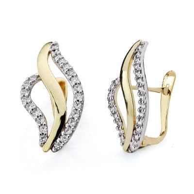 Pendientes 20×10 mm oro bicolor circonita catalán - Joyería Ferraz, Calle Ferraz 27, Moncloa-Aravaca Argüelles, Madrid