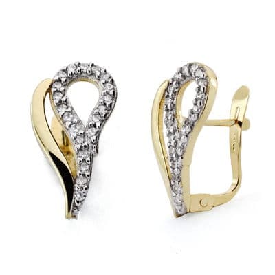 Pendientes oro bicolor circonita catalán 17×9 mm - Joyería Ferraz, Calle Ferraz 27, Moncloa-Aravaca Argüelles, Madrid