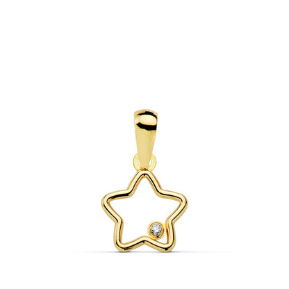 Colgante oro amarillo estrella circonita 9×9 mm. 18k