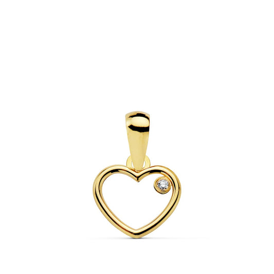 Colgante oro amarillo corazón circonita 9×8 mm. 18k